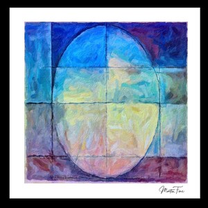 Reflections Through the Oval – Abstract Geometric Fine Art Print, Large Square Modern Art Print for Living Room or Office, Bold Vibrant Art