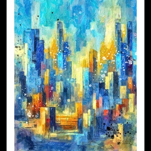 Abstract Cityscape Art Print, Colorful Urban Building Geometry, Contemporary Wall Decor for Office or Living Space, Perfect Gift Idea