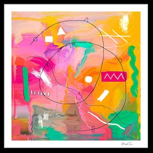 Neon Daydream Abstract Art Print: Modern Geometric Wall Decor