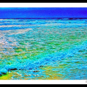BEACH AND WAVES, Coastal  Waves Abstract Art Print, Colorful Ocean Wall Art, Canvas Prints, Beach House Decor,  Vibrant Coastal Abstract Art