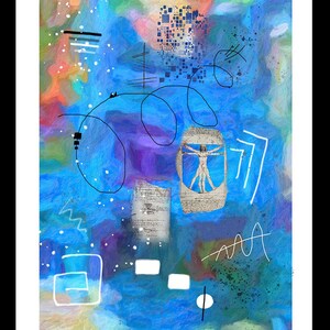 BLUE PRIMORDIAL MAN Abstract Art Prints, Colorful Art Prints, Wall Art, Canvas Prints, Contemporary Canvas Art