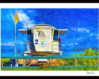 Beach Lifeguard Hut I – Coastal Serenity Wall Art Print
