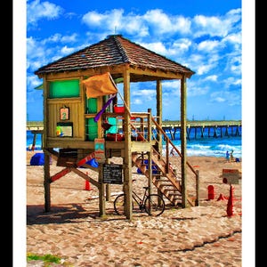 Beach Lifeguard Hut 6 Wall Art Beach Landscape, Oceanfront Lifeguard Station Art, Seaside Artwork, Coastal Memories Print, Seaside Fine Art