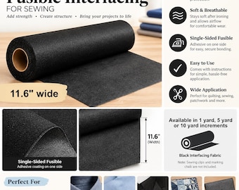 Black Medium Weight Fusible Interfacing – Sewing, Quilting, Crafts