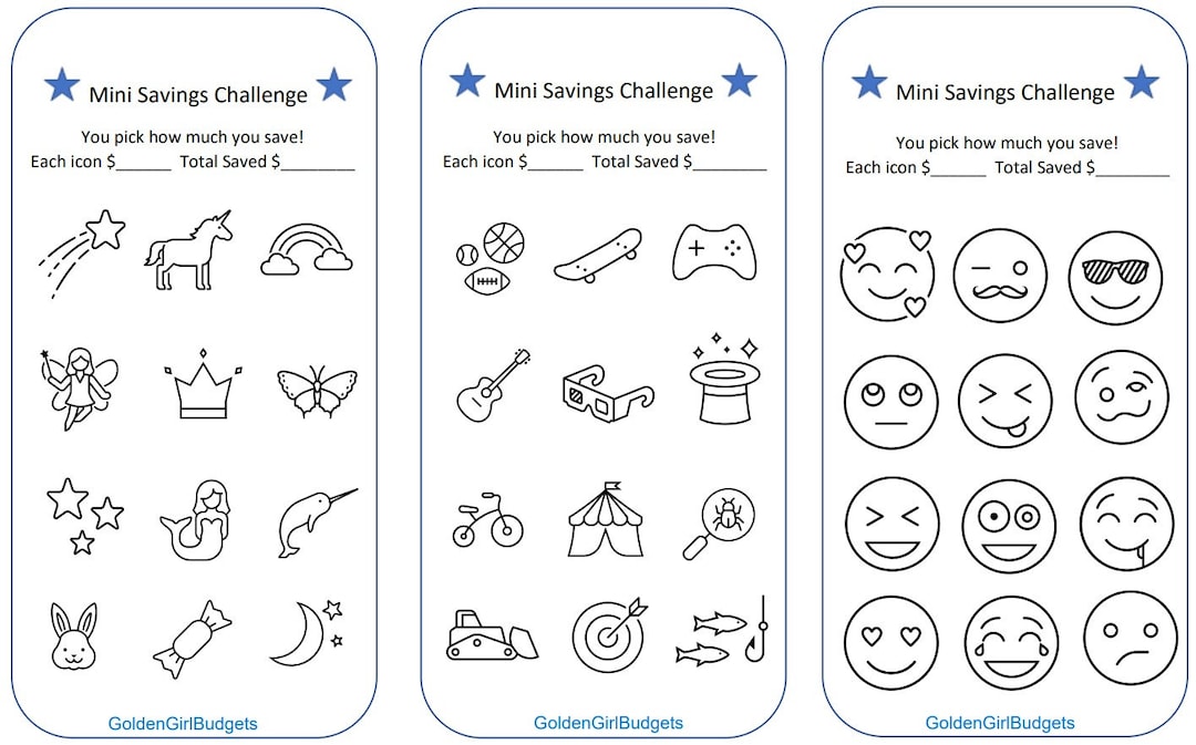 Digital Printable A6 Mini Savings Challenge - Kids Challenges - Etsy