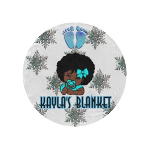 Personalized African American Baby Girl Blanket