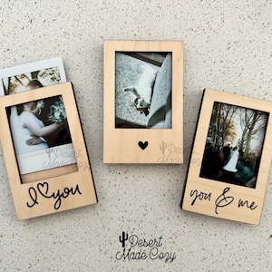 Wooden Instant Photo Frame, Custom Picture Frame Magnet, Engraved Mini Photo Frame Gift, Photo Keepsake, Valentine Wedding Anniversary Gift