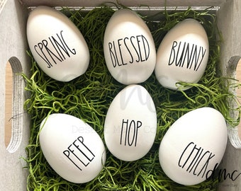 Wooden Easter Eggs | Pack of 6 | Farmhouse Easter Eggs | Easter Egg Bowl Filler | Tiered Tray Decor | Spring Farmhouse Decor | Farmhouse Egg
