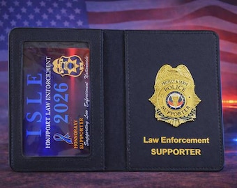 Mini portefeuille avec badge ISLE 2026 pour sympathisant des forces de l'ordre avec carte ISLE 2026