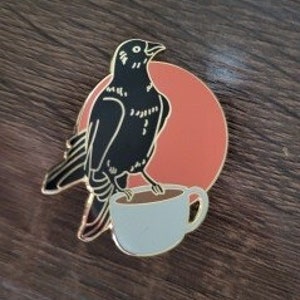Coffee Crow Enamel Pin