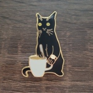 Coffee Cat Enamel Pin