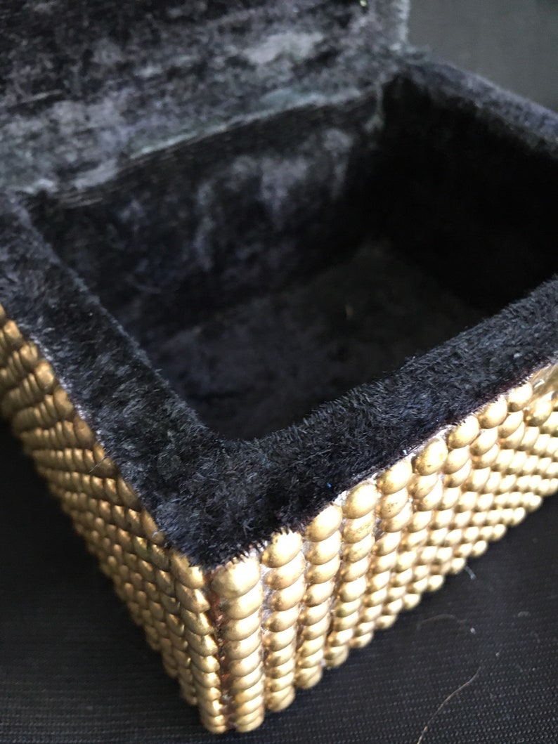 Hollywood Regency Style Brass Hobnail Jewelry Box Treasure Chest