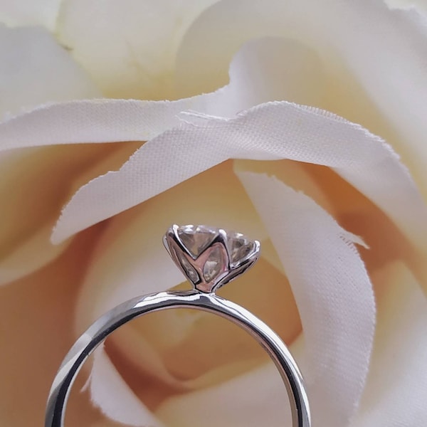 9ct 10k solid white gold 1ct moissanite tulip engagement ring promise 10k wedding bridal custom made