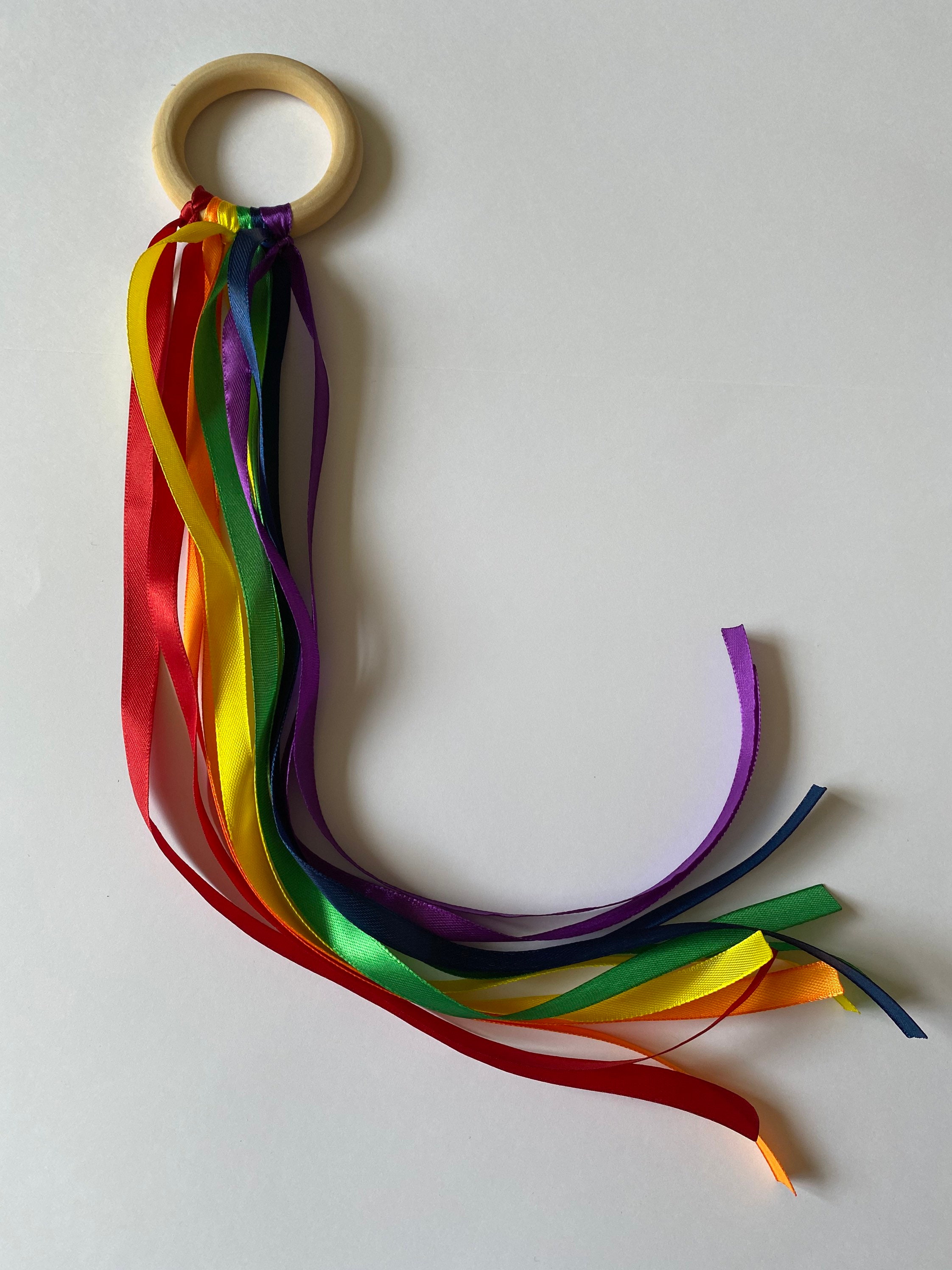 Baby Toddler SEND Sensory Rainbow Ribbon Wand Wooden Hoop Loop | Etsy