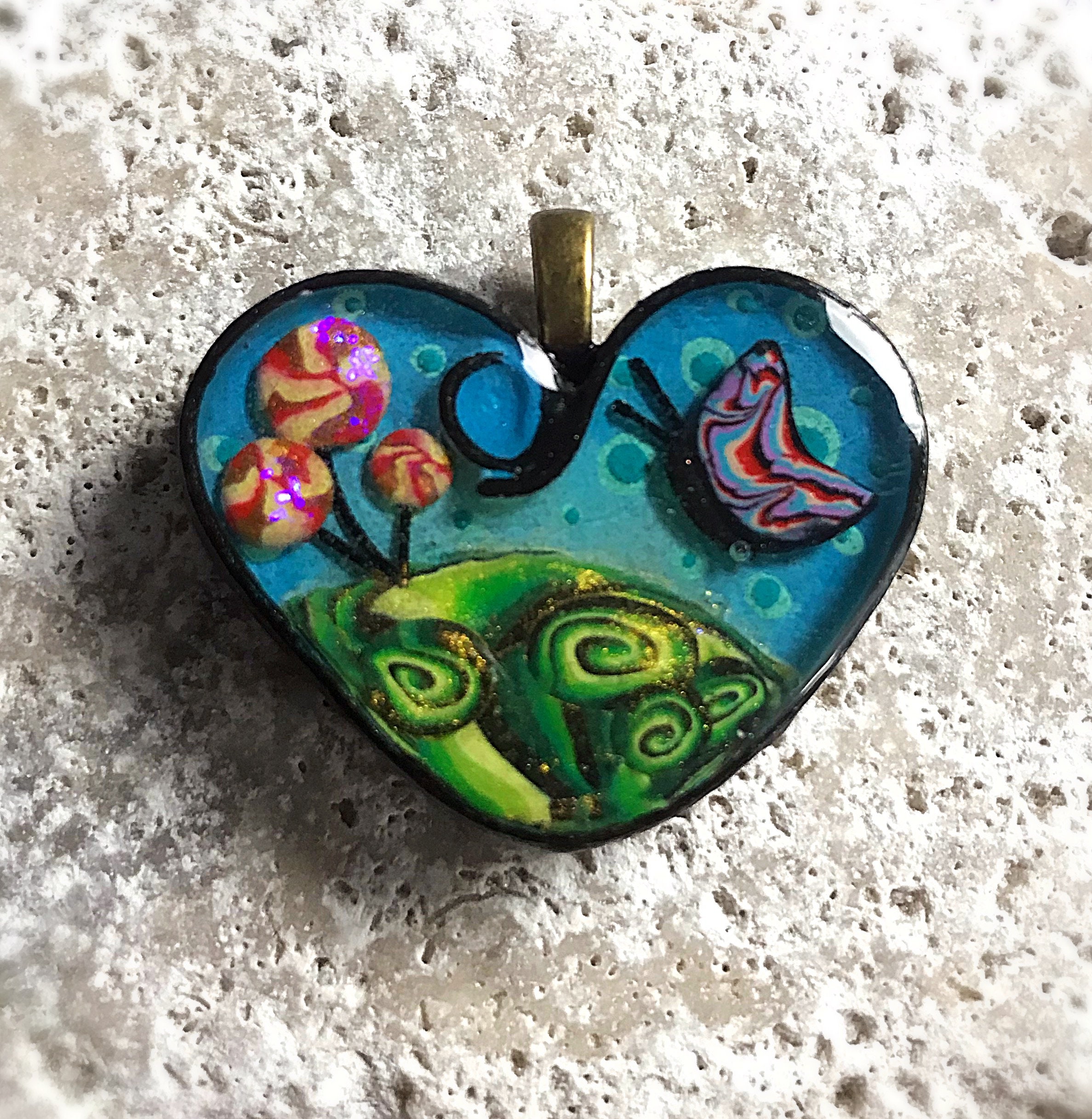 Handmade pendant epoxy polymer clay jewelry fantasy Etsy