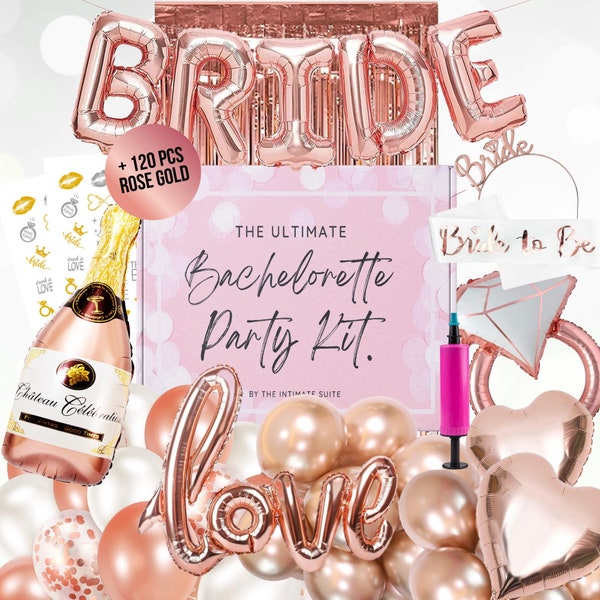Bride Bachelorette Party Decor Kit, Bachelorette Party Supplies, Bridal Party Decor, Rose Gold , Silver and Gold - 120PCS