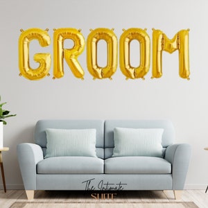 Groom 40" Letter Foil Balloon, Bach Party Decorations for Bride and Groom, GIANT Groom Gold Letter Balloon