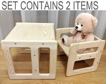KIMBOO Montessori Cube Set of 2 Montessori Cube Chair Made in CANADA Scandinavian Style Cube Chair Montessori Furniture Kids Chair Kids Table Choco Brown Montessori Cube Kids Furniture Cube Table