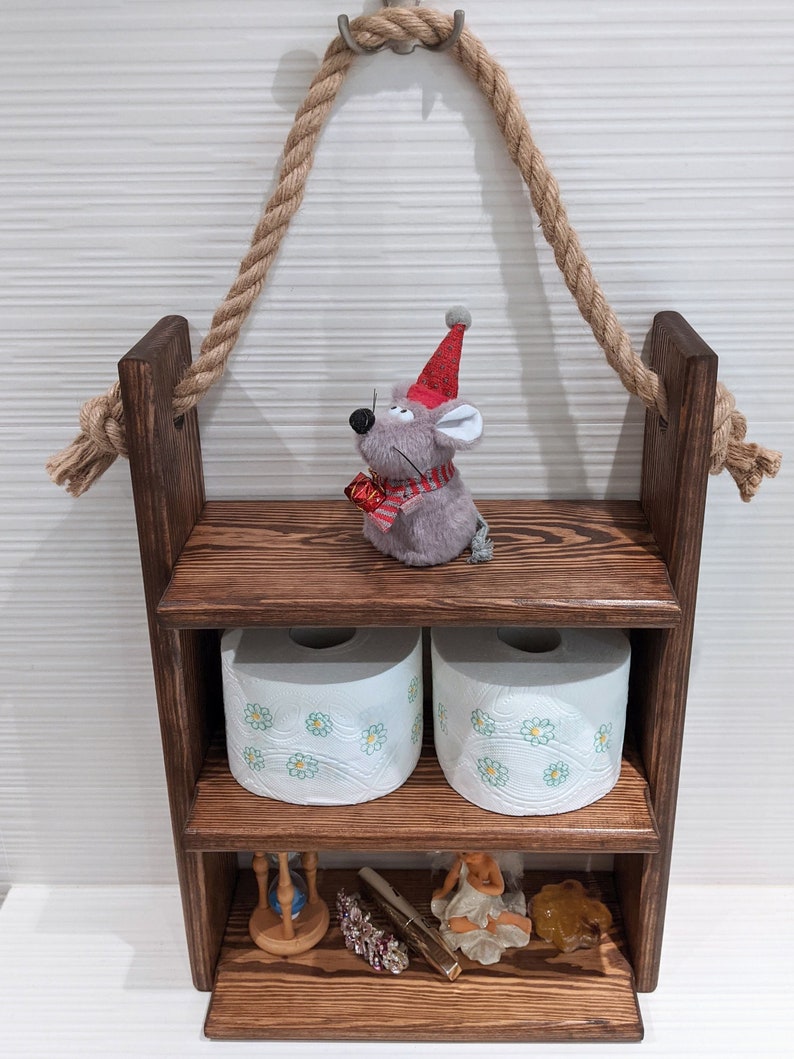 Rustic Ladder Shelf Bathroom Organizer Farmhouse Decor Etsy
