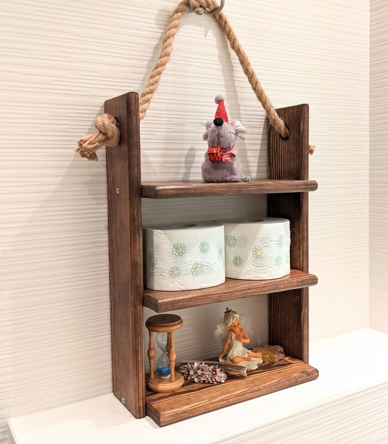 Rustic Ladder Shelf Bathroom Organizer Farmhouse Decor Etsy