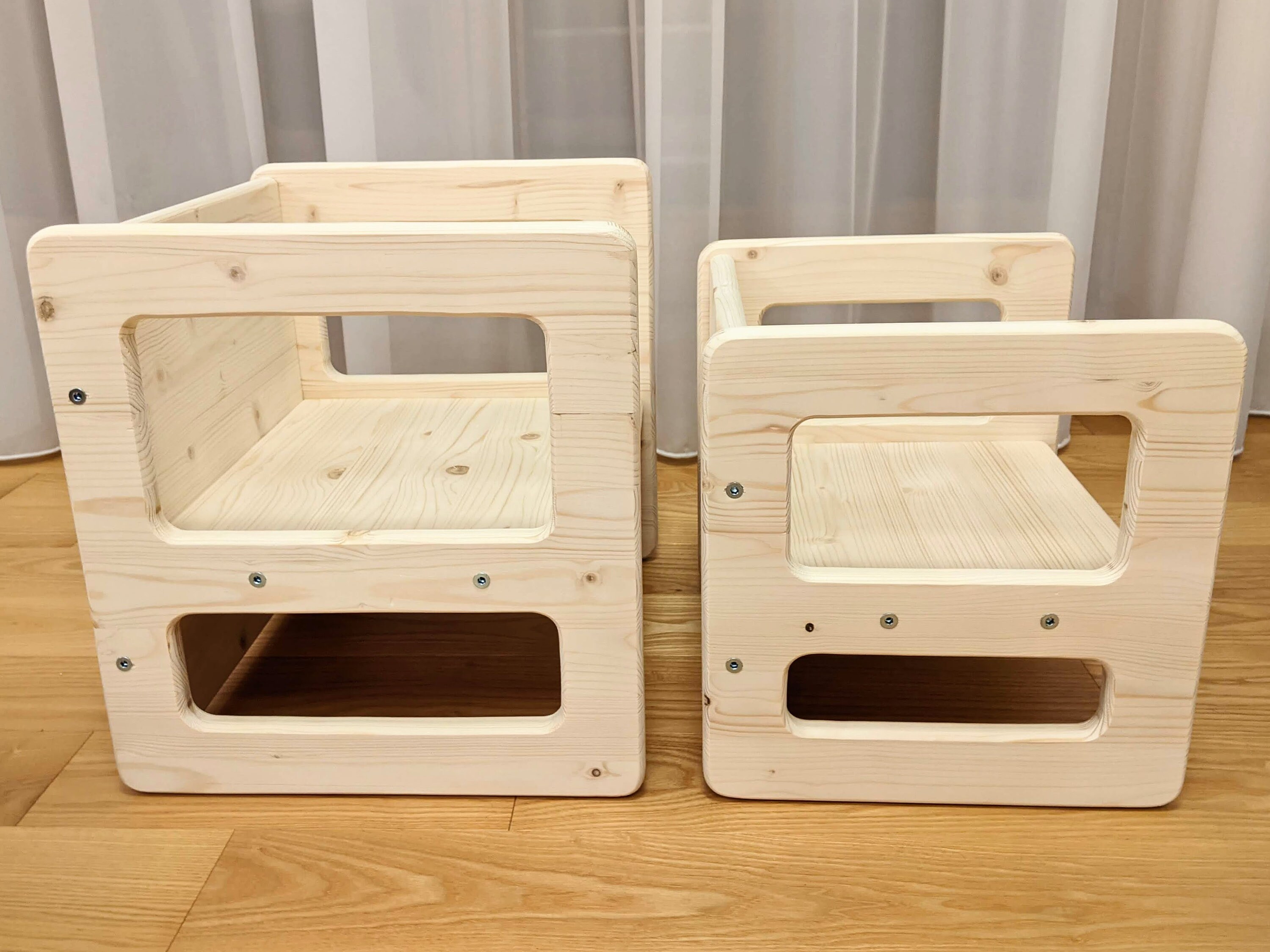 Montessori Table and Chairs for Kids Set of 3 Items Etsy