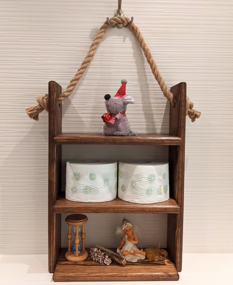 Rustic Ladder Shelf Bathroom Organizer Farmhouse Decor Etsy