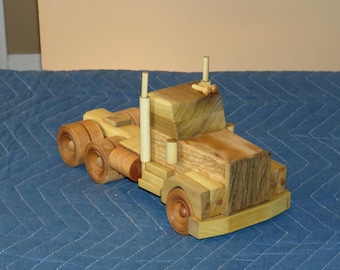 Handmade Wooden Semi Truck: Poplar, Pine, Birch & Oak