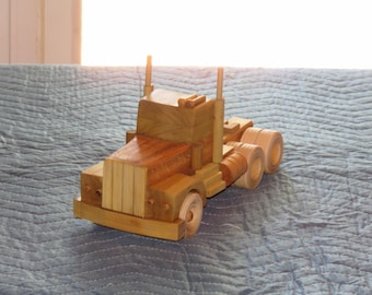 Handmade Wooden Semi Truck: Poplar, Pine, Birch & Oak