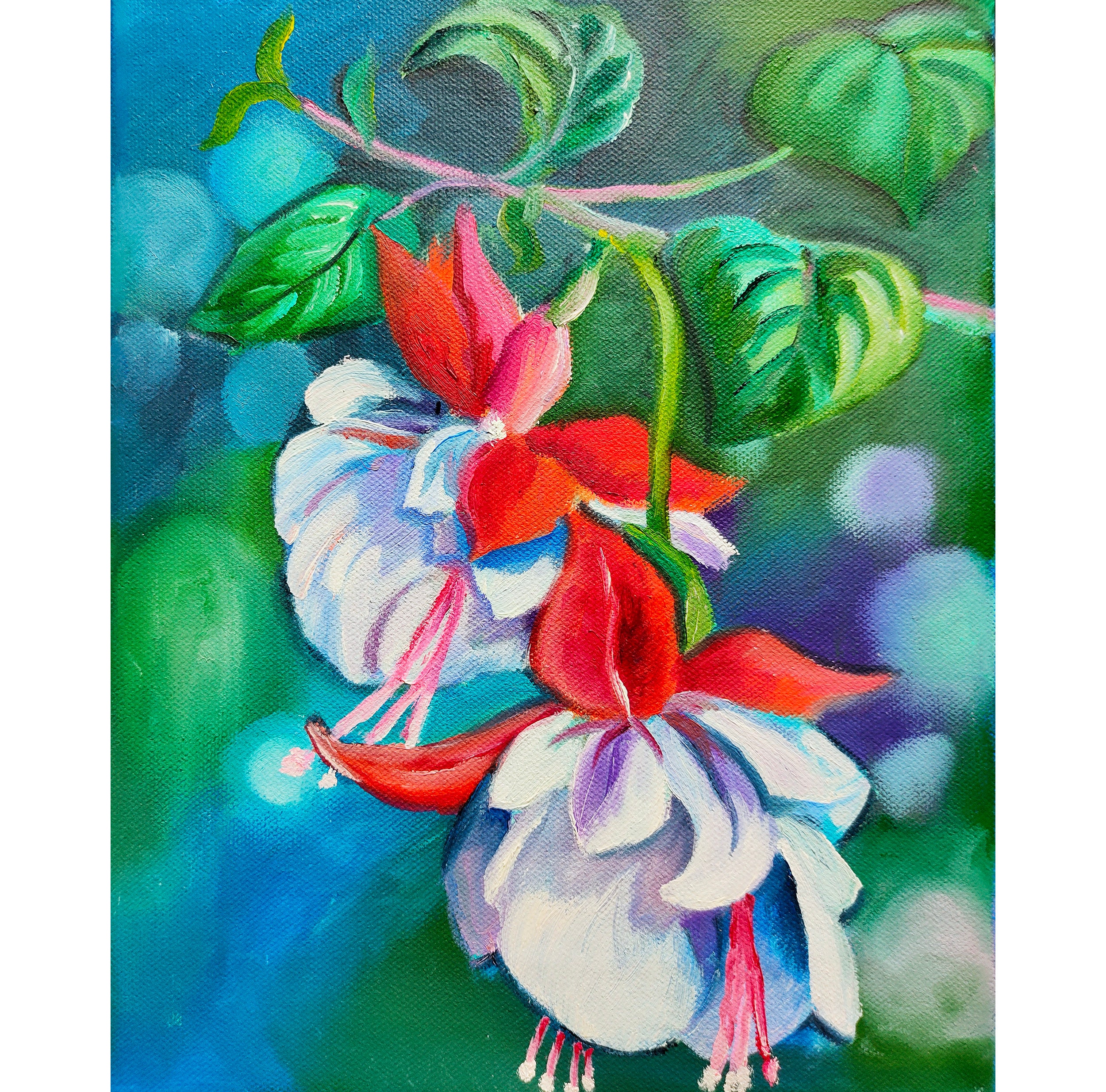 Fuchsia Original Painting Floral Art Pink Fuchsia Wall Art 12 Etsy
