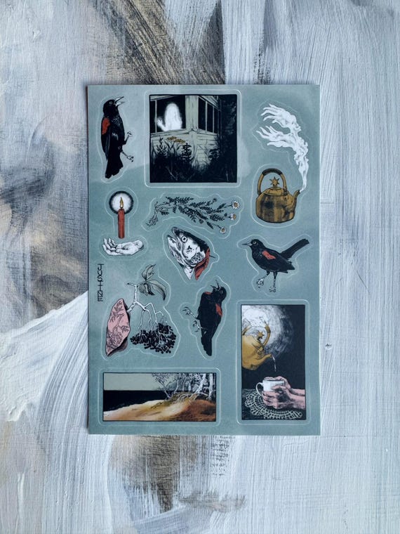 Midwestern Gothic sticker sheet - 4x6 matte vinyl Millie Warm the Kettle