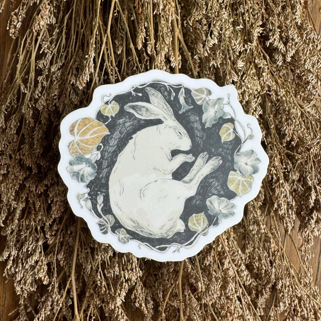 Morning Glory Rabbit Matte Vinyl Sticker - Etsy