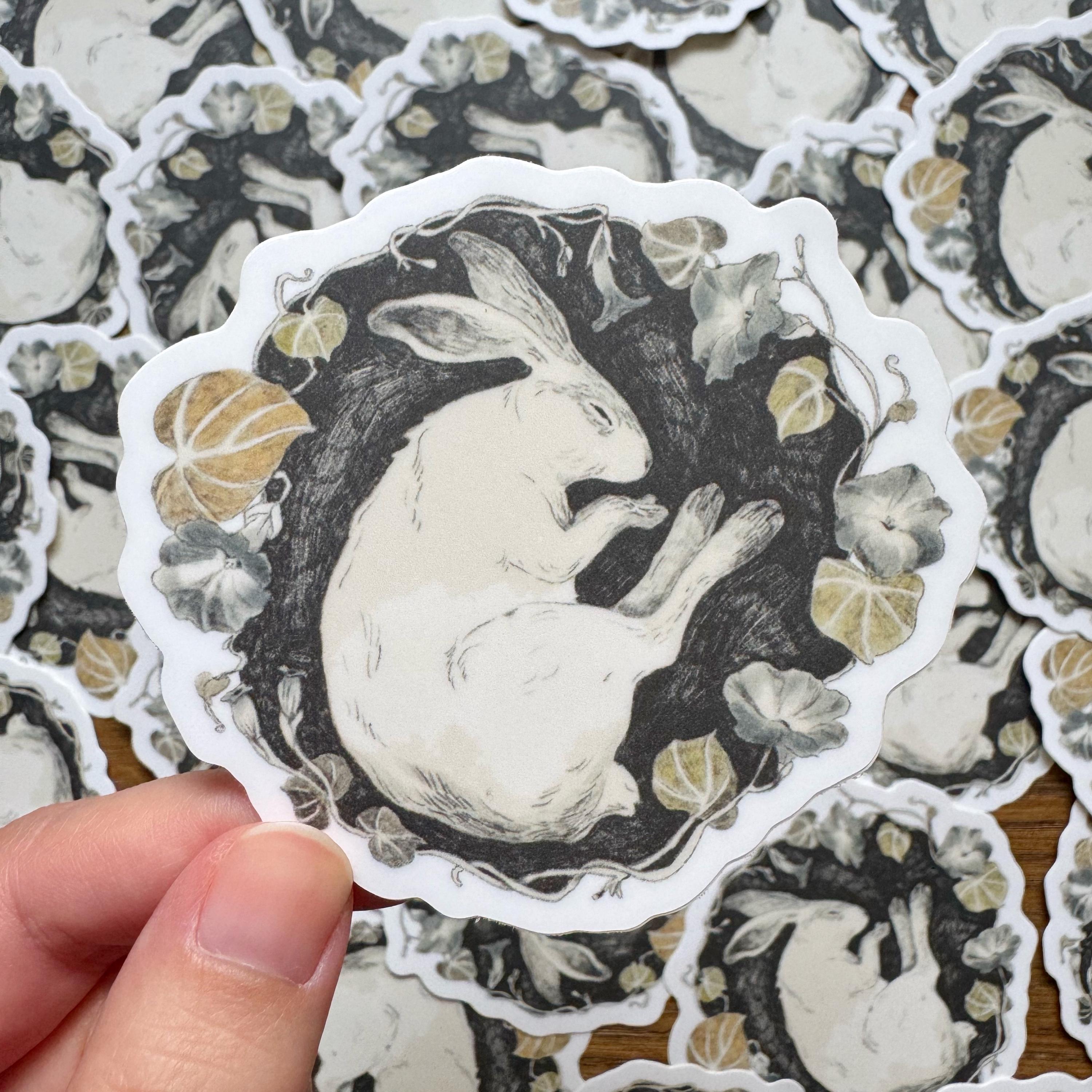 Morning Glory Rabbit Matte Vinyl Sticker - Etsy