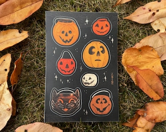 Foglio di adesivi per secchielli di Halloween - Adesivi in vinile opaco 4x6