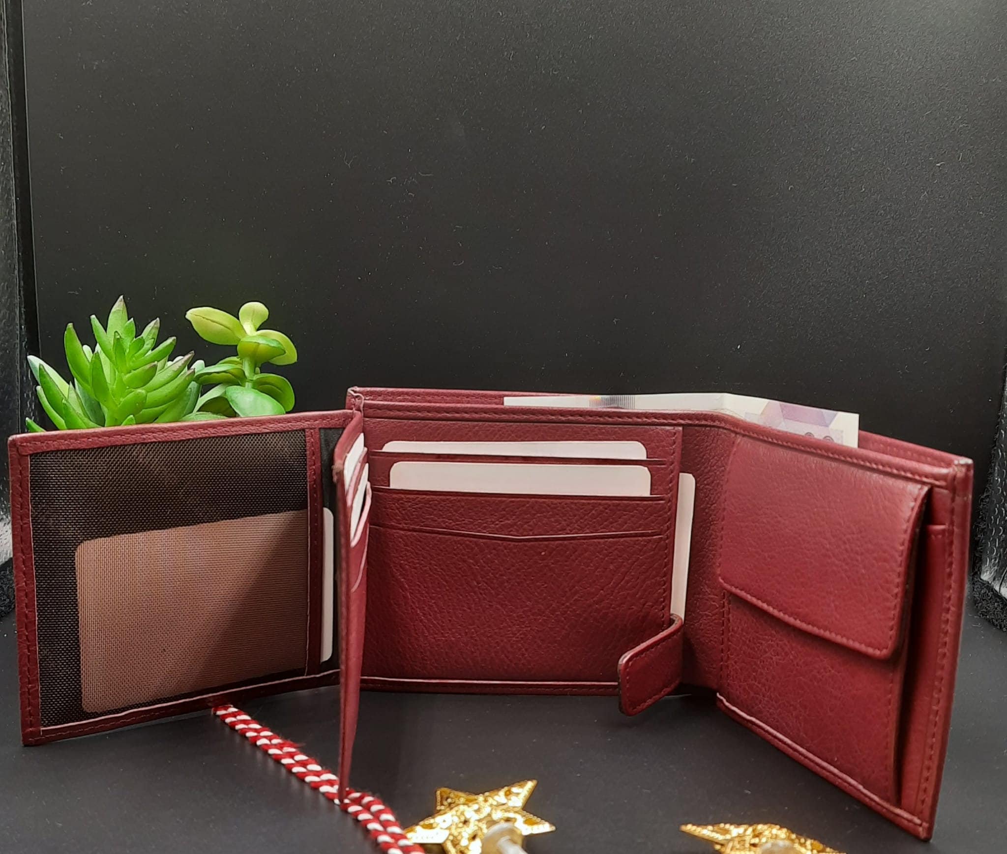 Portefeuille homme,Portefeuille femme,Vintage Genuine Handmade Burgundy Leather Wallet,Real Leather,Men's,Women's Wallet( Coin Bag Option)