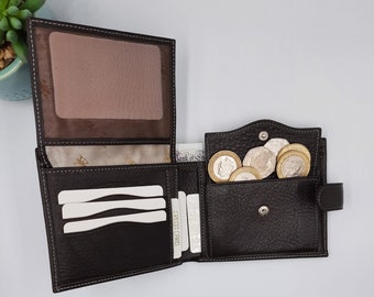 Portefeuille homme,Portefeuille femme,Vintage Genuine Handmade Dark Brown Leather Wallet,Real Leather,Men's Wallet,Women's Wallet