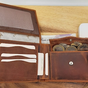 Portefeuille homme, Portefeuille femme, carteira vintage de couro genuíno feito à mão, couro real, carteira masculina, carteira feminina (opção marrom e bordô)