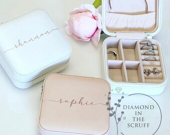 Stocking Filler Gift For Her Bridal Party Gift Bridesmaid Gift Personalised Travel Jewellery Box Jewellery Case with Name