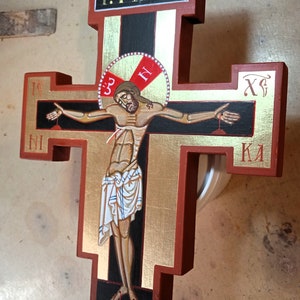 Hand painted wooden crucifix / wall crucifix / crucifixion of Christ / Christ on the cross / Jesus crucified / wall crucifix /