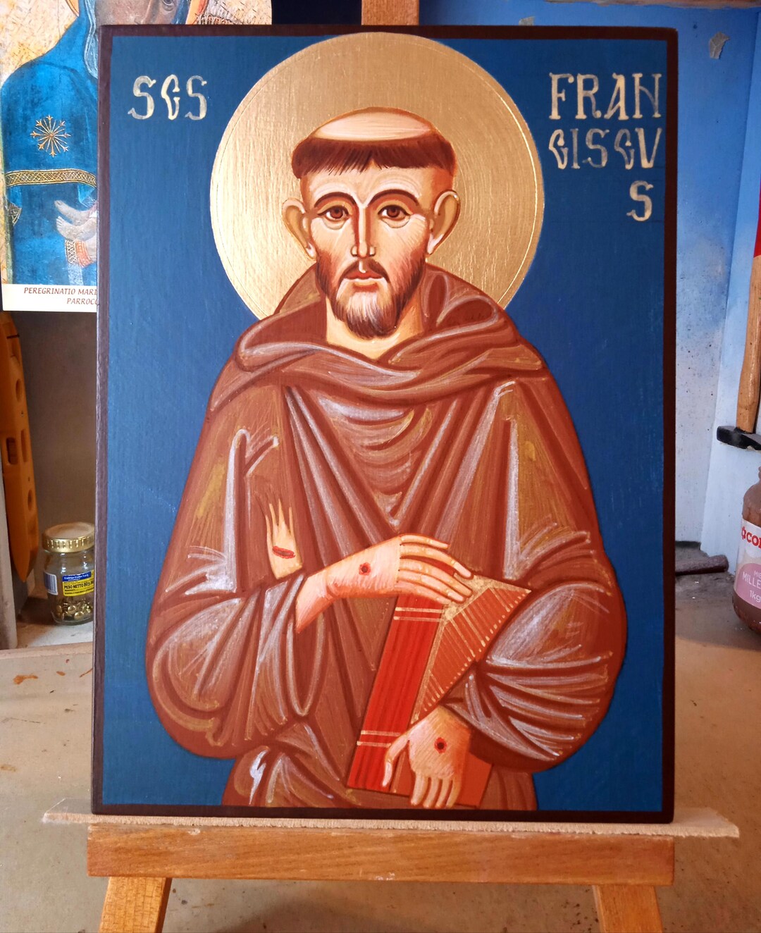 Hand-painted Icon on Wood of St. Francis of Assisi / Sacred Art on Wood ...