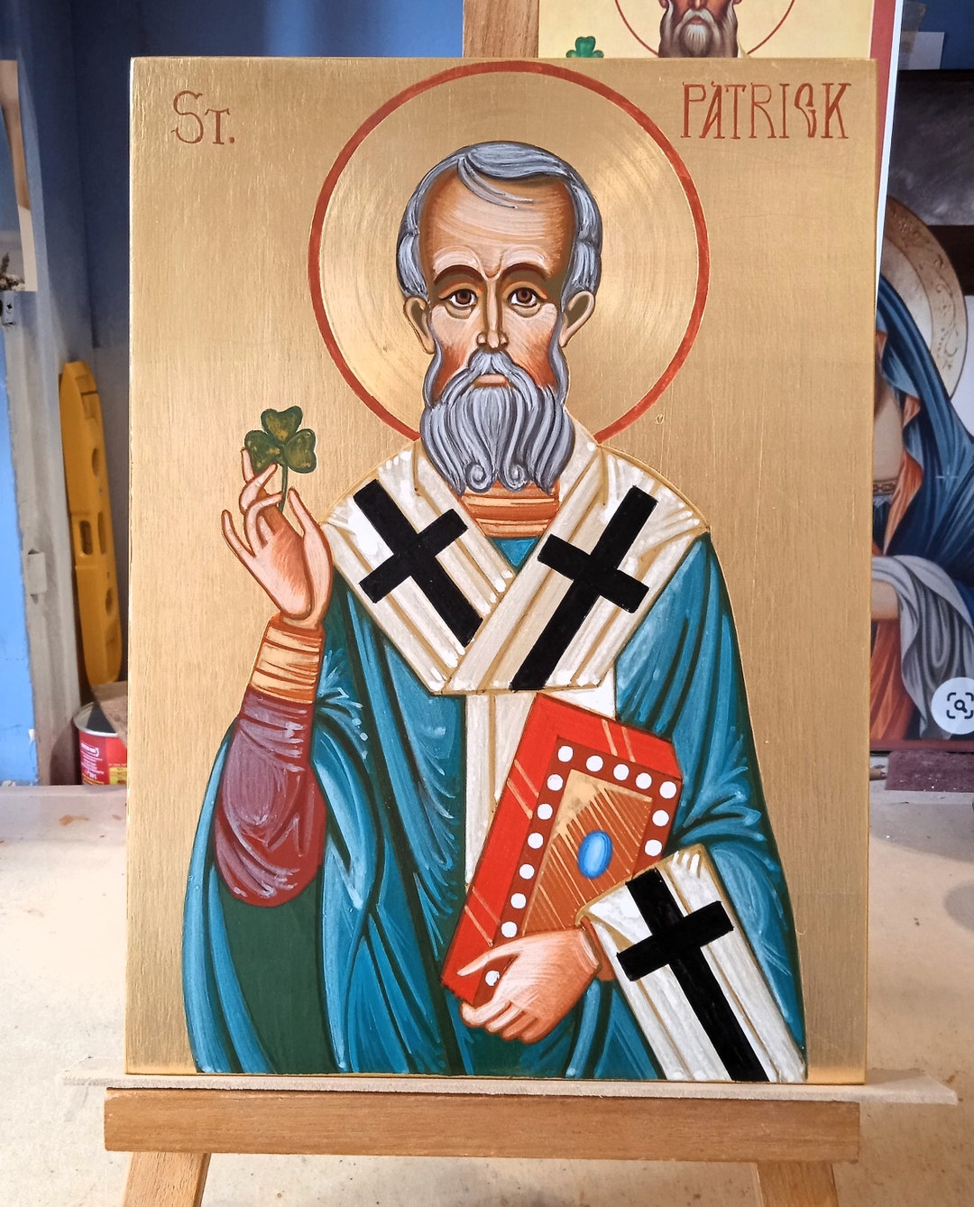 Icon Patrik Sacred Icon of Saint Patrick Hand Painted With Ancient Byzantine ...