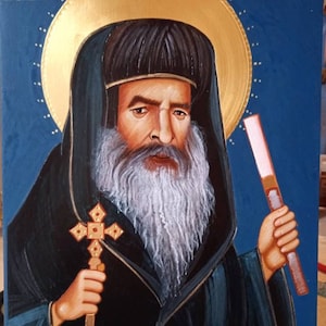 Hand painted icon of St. Cyril VI Pope / Byzantine icon on linden wood panel / Orthodox sacred icon / Painted sacred art / Sacred painting.