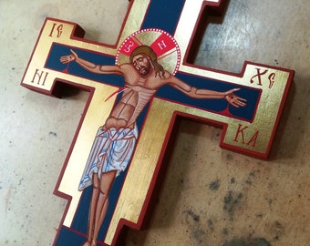 Hand-painted wooden crucifix.