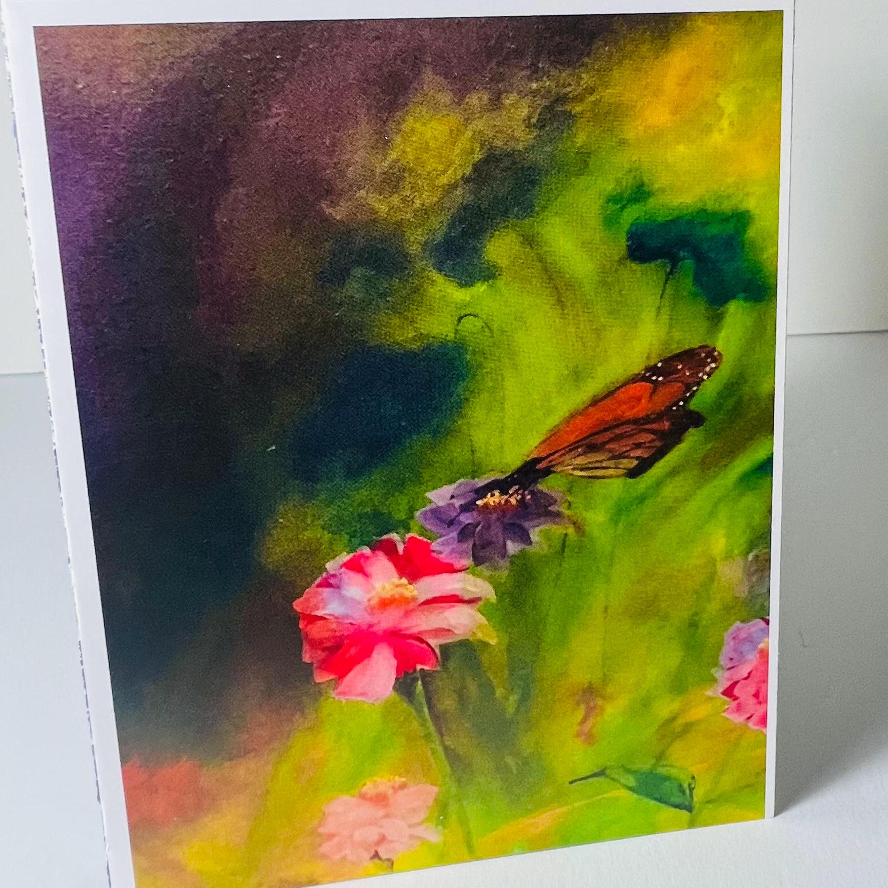 Monarch Butterfly Note Card Set, Pink Floral Cards - Etsy