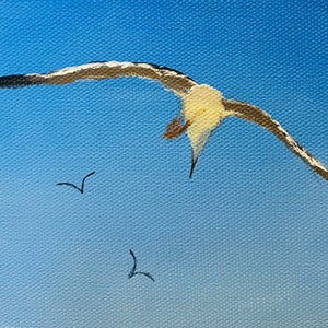 bird flying in sky painting, bird in flight painting original