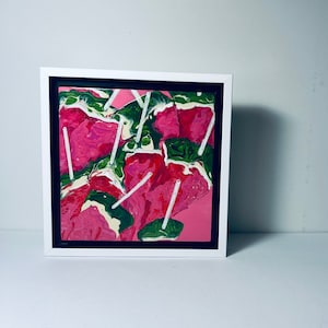 watermelon fruit painting framed, abstract original fruit wall art