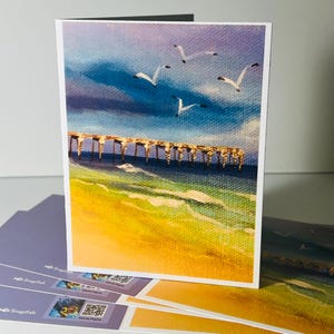 Beach and pier card set, nautical note card set