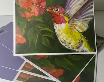 anna  hummingbird cards, ruby throated hummingbird notecard gift set