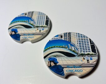 Chicago Bean car coaster set, route 66 memorabilia