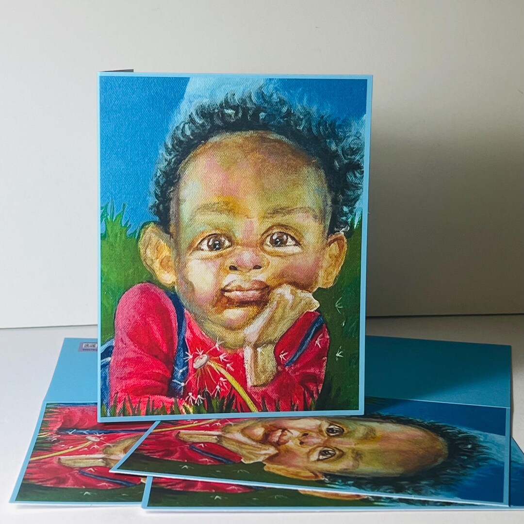 African American Boy Note Card Set: Original Art Cards - Etsy