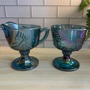Indiana Karneval Glas Zuckerdose und Milchkännchen Set